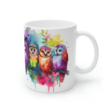 Load image into Gallery viewer, Fifth In The Series of Rainbow Owl White Ceramic Mug, 11oz and 15oz
