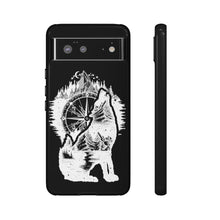 Load image into Gallery viewer, Black and White Wolf and Compass Tough Mobile Phone Cases
