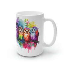 Load image into Gallery viewer, Fifth In The Series of Rainbow Owl White Ceramic Mug, 11oz and 15oz
