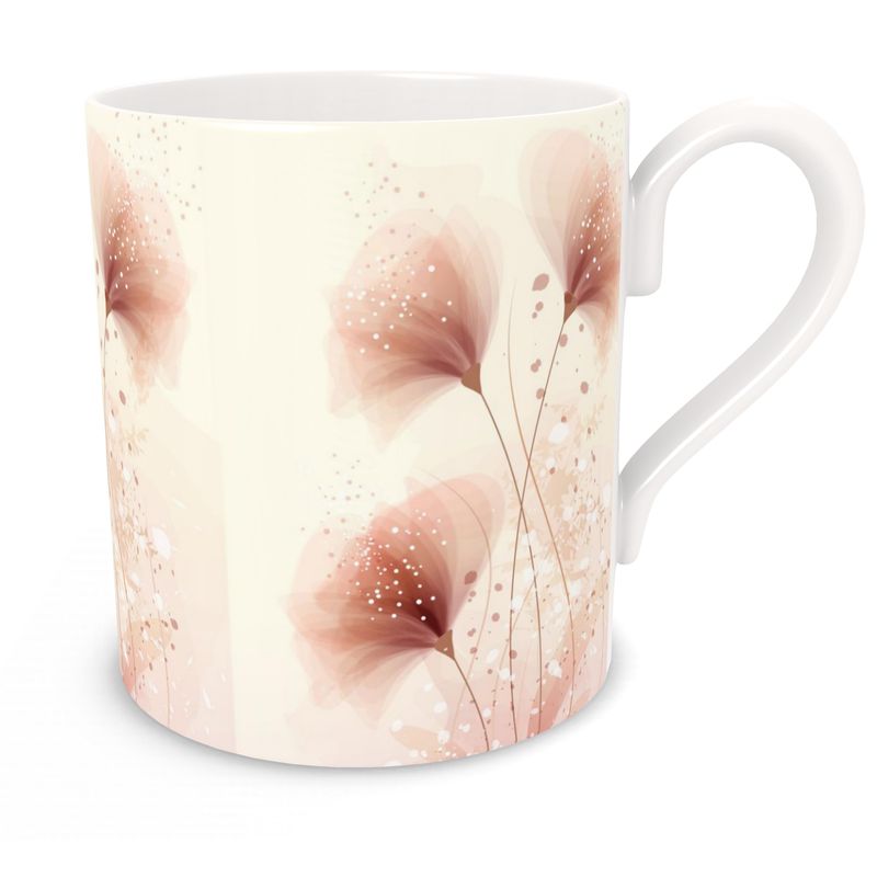 Bone China Peach Floral Mug