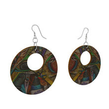 Load image into Gallery viewer, Wooden Organic Shape Earrings Abstract Art
