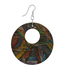 Load image into Gallery viewer, Wooden Organic Shape Earrings Abstract Art
