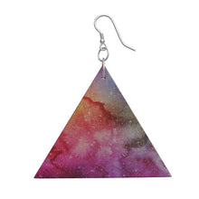 Load image into Gallery viewer, Wooden Geometric Shape Earrings Pink Galaxy
