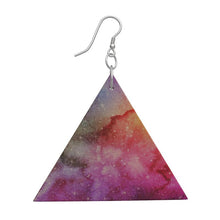 Load image into Gallery viewer, Wooden Geometric Shape Earrings Pink Galaxy
