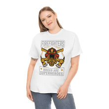 Load image into Gallery viewer, Firefighters Indeed Are Super Heros Unisex Heavy Cotton T-Shirt
