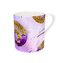 Load image into Gallery viewer, Bone China Purple Spiral with looks of Gold colour Glitter Mug
