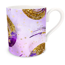 Load image into Gallery viewer, Bone China Purple Spiral with looks of Gold colour Glitter Mug
