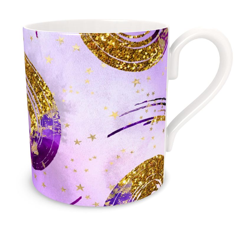 Bone China Purple Spiral with looks of Gold colour Glitter Mug