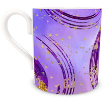 Load image into Gallery viewer, Bone China Purple Spiral with looks of Gold colour Glitter Mug
