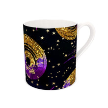 Load image into Gallery viewer, Bone China Black Spiral with looks of Gold Glitter Mug
