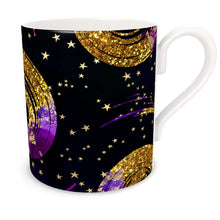 Load image into Gallery viewer, Bone China Black Spiral with looks of Gold Glitter Mug
