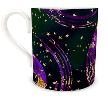 Load image into Gallery viewer, Bone China Black Spiral with looks of Gold Glitter Mug
