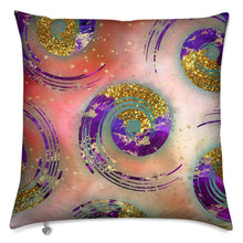 Load image into Gallery viewer, Orange with Purple and what looks like Gold Glitter Spiral Cushion
