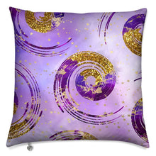 Load image into Gallery viewer, Purple and Gold Spiral with what looks like Gold Glitter Custion
