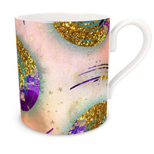 Load image into Gallery viewer, Bone China Orange Spiral with looks of Gold Glitter Mug
