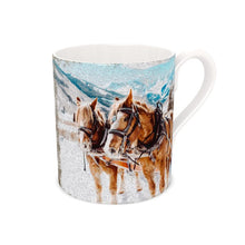 Load image into Gallery viewer, Horses in Winter Snow Bone China Mug
