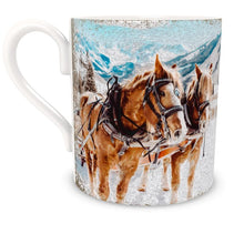 Load image into Gallery viewer, Horses in Winter Snow Bone China Mug
