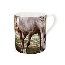 Load image into Gallery viewer, Two White Horses Grazing Bone China Mug
