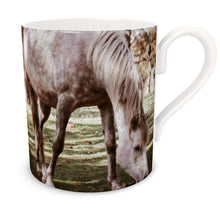 Load image into Gallery viewer, Two White Horses Grazing Bone China Mug
