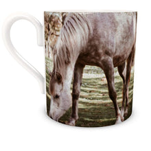 Load image into Gallery viewer, Two White Horses Grazing Bone China Mug
