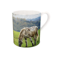 Load image into Gallery viewer, Two Speckled Horses Grazing in a Field Bone China Mug
