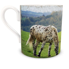 Load image into Gallery viewer, Two Speckled Horses Grazing in a Field Bone China Mug
