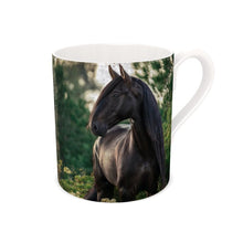 Load image into Gallery viewer, Two Black Beauties Sharing the Fresh Air Bone China Mug
