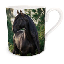 Load image into Gallery viewer, Two Black Beauties Sharing the Fresh Air Bone China Mug
