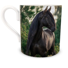 Load image into Gallery viewer, Two Black Beauties Sharing the Fresh Air Bone China Mug
