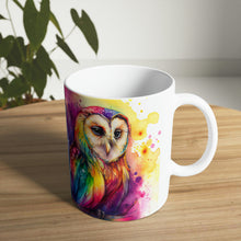 Load image into Gallery viewer, Fourth In The Series of Rainbow Owl White Ceramic Mug, 11oz and 15oz
