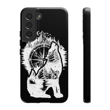 Load image into Gallery viewer, Black and White Wolf and Compass Tough Mobile Phone Cases
