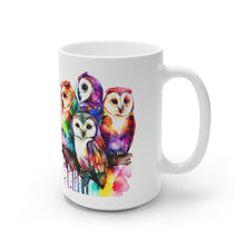 Load image into Gallery viewer, Sixth In The Series of Rainbow Owl White Ceramic Mug, 11oz and 15oz
