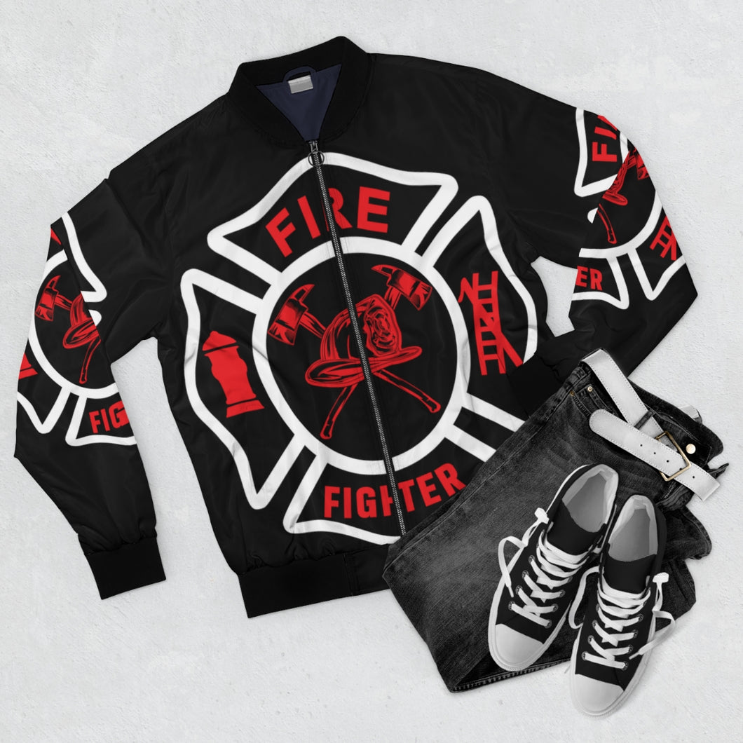 Fire Fighter Emblem Design Bomber Jacket