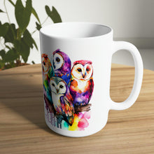 Load image into Gallery viewer, Sixth In The Series of Rainbow Owl White Ceramic Mug, 11oz and 15oz
