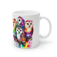 Load image into Gallery viewer, Sixth In The Series of Rainbow Owl White Ceramic Mug, 11oz and 15oz
