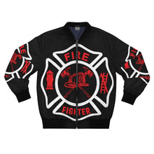 Load image into Gallery viewer, Fire Fighter Emblem Design Bomber Jacket
