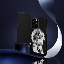 Load image into Gallery viewer, Black and White Wolf and Compass Tough Mobile Phone Cases
