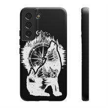 Load image into Gallery viewer, Black and White Wolf and Compass Tough Mobile Phone Cases
