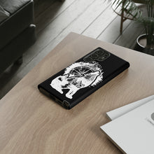 Load image into Gallery viewer, Black and White Wolf and Compass Tough Mobile Phone Cases
