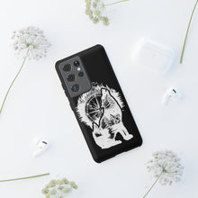 Load image into Gallery viewer, Black and White Wolf and Compass Tough Mobile Phone Cases
