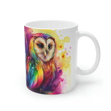 Load image into Gallery viewer, Fourth In The Series of Rainbow Owl White Ceramic Mug, 11oz and 15oz
