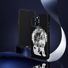 Load image into Gallery viewer, Black and White Wolf and Compass Tough Mobile Phone Cases
