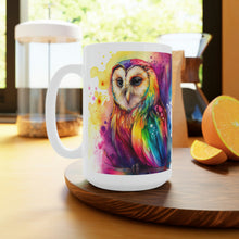 Load image into Gallery viewer, Fourth In The Series of Rainbow Owl White Ceramic Mug, 11oz and 15oz
