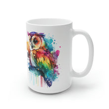 Load image into Gallery viewer, Second In The Series of Rainbow Owl White Ceramic Mug, 11oz and 15oz
