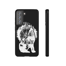 Load image into Gallery viewer, Black and White Wolf and Compass Tough Mobile Phone Cases
