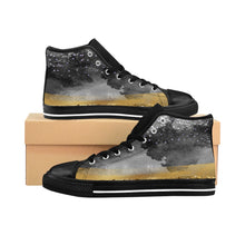 Load image into Gallery viewer, Dark and Gold Men&#39;s High Top Trainers
