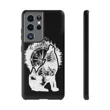 Load image into Gallery viewer, Black and White Wolf and Compass Tough Mobile Phone Cases
