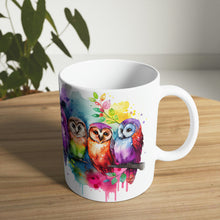 Load image into Gallery viewer, Fifth In The Series of Rainbow Owl White Ceramic Mug, 11oz and 15oz
