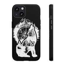 Load image into Gallery viewer, Black and White Wolf and Compass Tough Mobile Phone Cases
