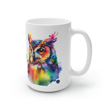 Load image into Gallery viewer, First In The Series of Rainbow Owl White Ceramic Mugs, 11oz and 15oz
